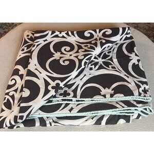 Damask Brown Pattern Mint Blue Trim Twin Duvet Cover Zips + 2 Different Shams